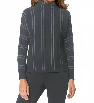 J'envie/eli Vertical Stripe Funnel Sweater In Charcoal Grey In Gray