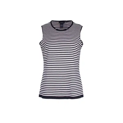 J'envie/eli Women's Coastal Stripe Shell Tank Top In Pale Pink/black