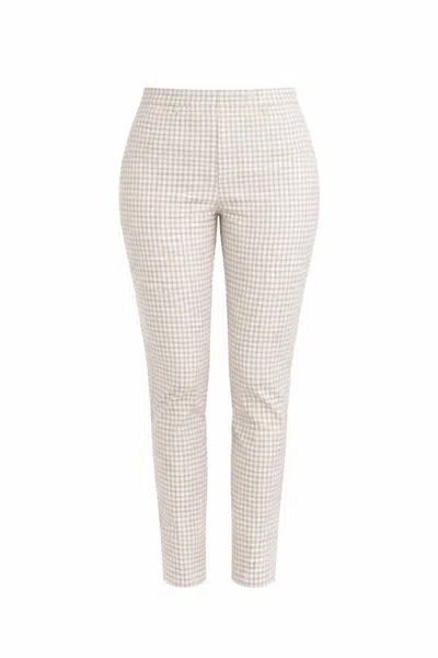 J'envie/eli Women's Gingham Ankle Pant In Pearl/white In Multi