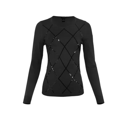 J'envie/eli Women's Mayfair Argyle Sweater In Black In Multi