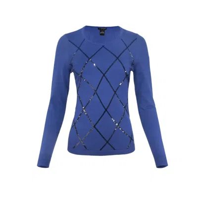 J'envie/eli Women's Mayfair Argyle Sweater In Ink In Blue