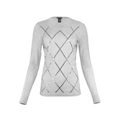 J'envie/eli Women's Mayfair Argyle Sweater In Smoke In Gray