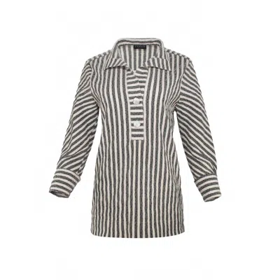 J'envie/eli Women's Panama Shirt In Black/sand In Animal Print