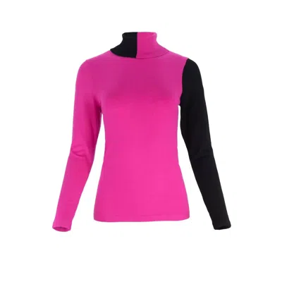 J'envie/eli Women's Stockholm Turtleneck Top In Flamingo/black In Multi
