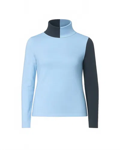 J'envie/eli Women's Stockholm Turtleneck Top In Sky/charcoal In Multi