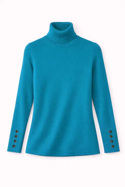 J'envie/eli Women's Talia Turtleneck Sweater In Peacock In Blue