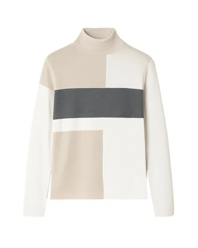 J'envie/eli Women's Zurich Colorblock Sweater In Fawn/putty In White