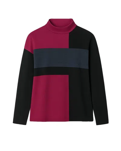 J'envie/eli Women's Zurich Colorblock Sweater In Sangria/black In Multi
