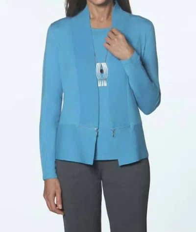 J'envie/eli Zip Rib Cardigan In Blue