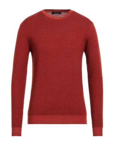 Jeordie's Man Sweater Rust Size M Merino Wool In Red