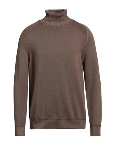 Jeordie's Man Turtleneck Brown Size S Merino Wool In Brown