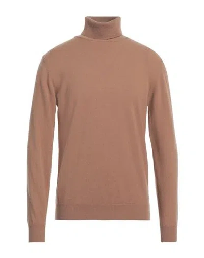 Jeordie's Man Turtleneck Camel Size Xxl Merino Wool, Cashmere In Brown