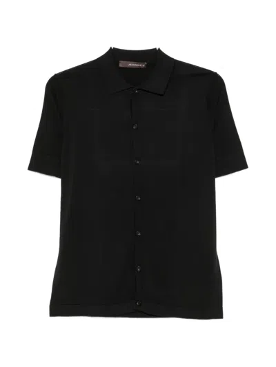 Jeordie's Button-down Short-sleeve Cotton Shirt In Black