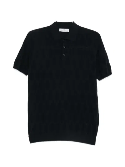 Jeordie's Diamond-knit Polo Shirt In Blue