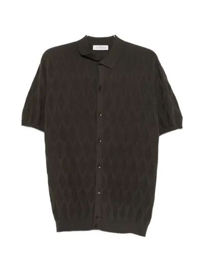 Jeordie's Diamond-patterned Short-sleeve Shirt In Brown
