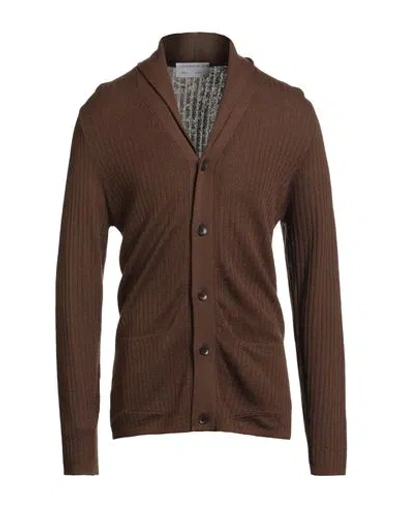 Jeordie's Man Cardigan Brown Size 3xl Merino Wool, Acrylic