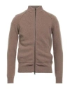 Jeordie's Man Cardigan Light Brown Size Xxl Merino Wool In Brown
