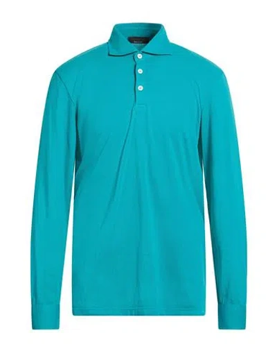 Jeordie's Man Polo Shirt Turquoise Size Xxl Cotton, Elastane In Blue