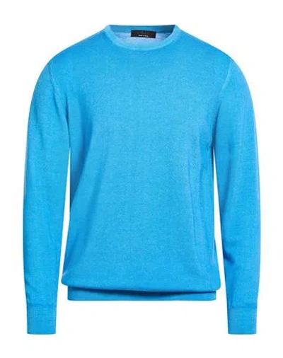 Jeordie's Man Sweater Azure Size Xxl Merino Wool In Blue