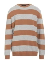 Jeordie's Man Sweater Camel Size 3xl Merino Wool In Brown
