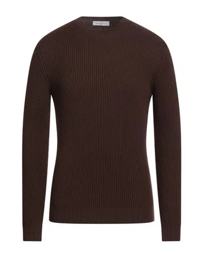 Jeordie's Man Sweater Chocolate Brown Size L Merino Wool
