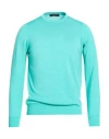 Jeordie's Man Sweater Turquoise Size S Merino Wool In Blue