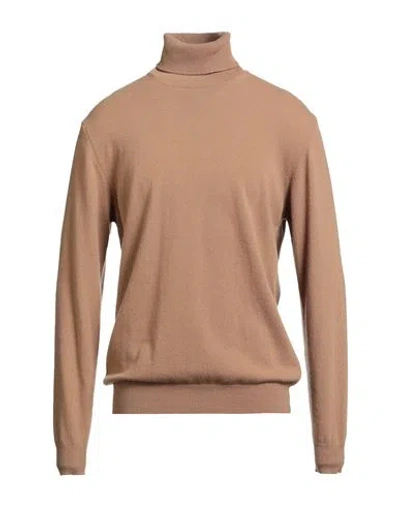Jeordie's Man Turtleneck Camel Size 3xl Merino Wool, Cashmere In Brown