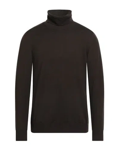 Jeordie's Man Turtleneck Dark Brown Size Xxl Merino Wool In Black