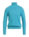 Jeordie's Man Turtleneck Turquoise Size S Merino Wool In Blue