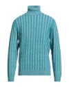Jeordie's Man Turtleneck Turquoise Size Xxl Merino Wool In Blue