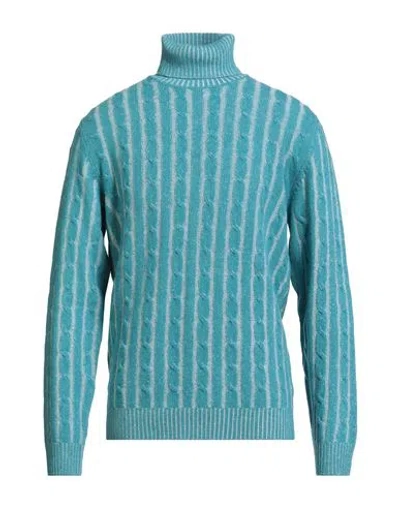 Jeordie's Man Turtleneck Turquoise Size Xxl Merino Wool In Blue
