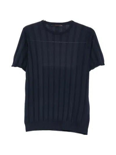 Jeordie's Knitted Short-sleeve Cotton T-shirt In Blue