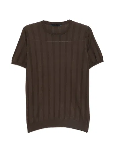 Jeordie's Knitted Short-sleeve Cotton T-shirt In Gray