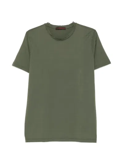 Jeordie's Raw-edge Cotton T-shirt In Green