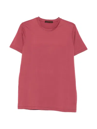 Jeordie's Raw-edge Short-sleeve Cotton T-shirt In Pink