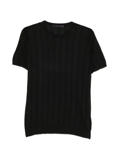Jeordie's Ribbed Short-sleeve Cotton T-shirt In Black