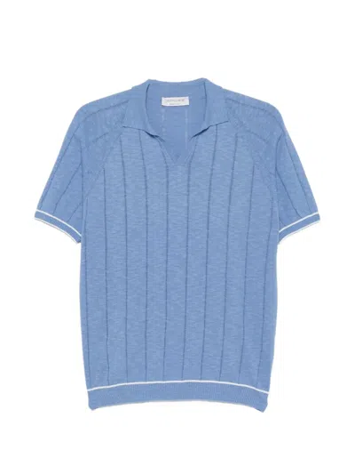 Jeordie's Vertical-stripe Short-sleeve T-shirt In Blue