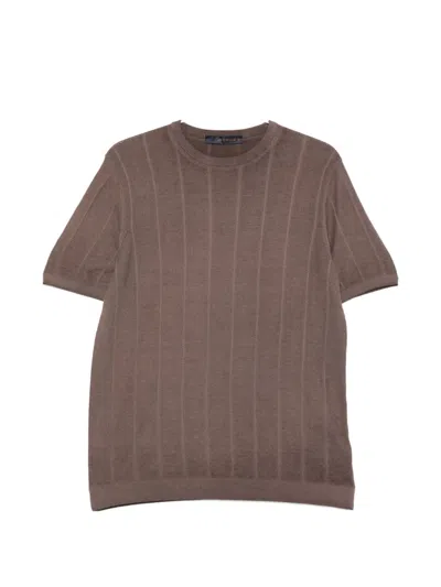 Jeordie's Vertical-stripe Sweater In Brown