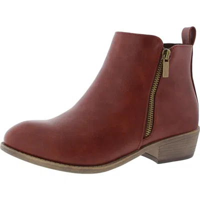 Jeossy Womens Double Zipper Man Made Ankle Boots In Brown