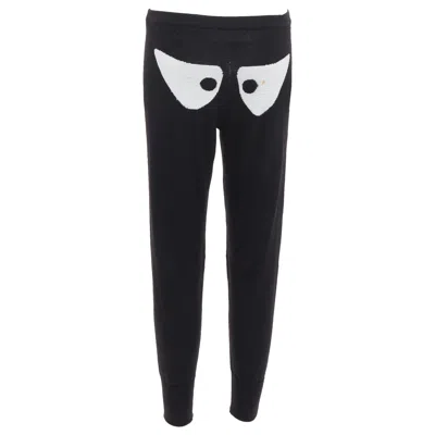 Pre-owned Jeremy Scott 100% Wool Black Eye Intarsia Knit Jogger Pants S