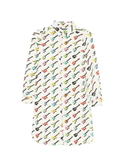 Pre-owned Jeremy Scott 2010s Guitar-print Single-breasted Coat In White