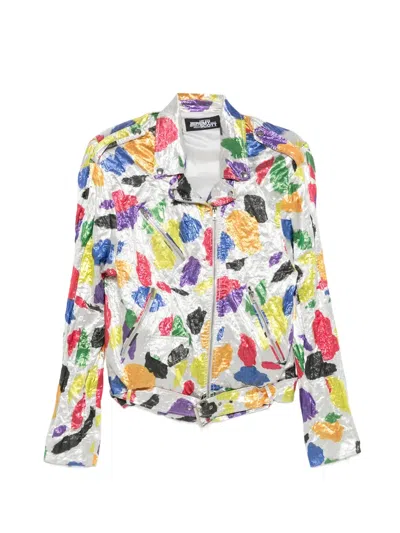 Pre-owned Jeremy Scott 2010s Printed Biker Jacket In Silver