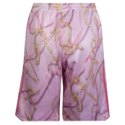 Pre-owned Jeremy Scott Adidas Originals Obyo  Scarf Graphic Print Pink Track Short Pants