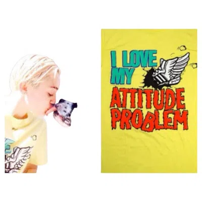 Pre-owned Jeremy Scott Adidas Originals X  Js I Love My Attitude Problem Wings T-shirt Xl In Yellow