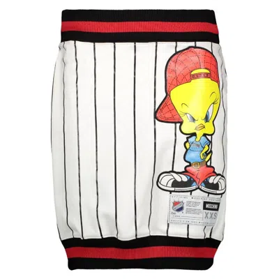 Pre-owned Jeremy Scott Aw15 Moschino Couture  Looney Tunes Striped Tweety Pencil Skirt 12 In Sand