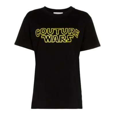 Pre-owned Jeremy Scott Aw18 Moschino Couture  Star Wars "couture Wars" Black T-shirt- 40 It