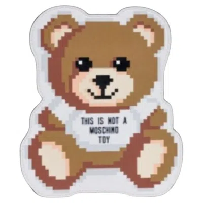 Pre-owned Jeremy Scott Aw19 Moschino Couture Sims Leather Teddy Bear Pixel Pouch Clutch By  In Sand
