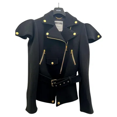 Pre-owned Jeremy Scott Aw21 Moschino Couture Viscose Jacket/coat With Gold Hardware By  In Black