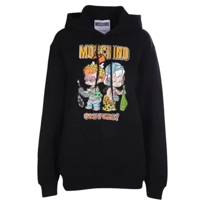 Pre-owned Jeremy Scott Aw22 Moschino Couture  Black Flinstones Graphic Hoodie Sweatshirt