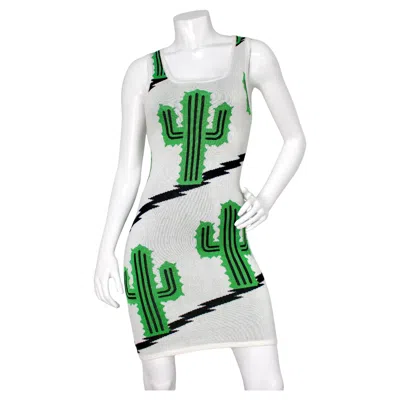 Pre-owned Jeremy Scott Cotton Cactus Print Mini Dress Circa 2012 In Gray